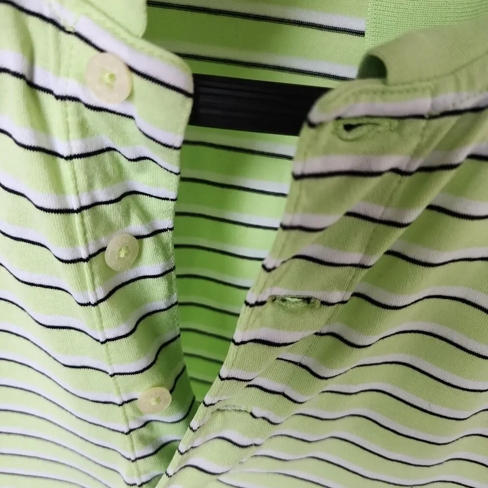 POLO GOLF Ralph Lauren Men's L Pima Cotton Striped Polo Shirt Lime Green